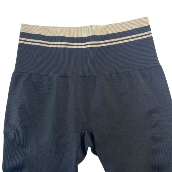 REISS Clemmie Jersey Leggings With Waistband Detailing in Black and Ivory Size S - Picture 6 of 8